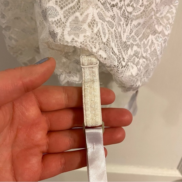 Coquette White Lacy Chemise with Padded Bra | Sexy Sparkly Lingerie Bride Lace - Picture 11 of 14